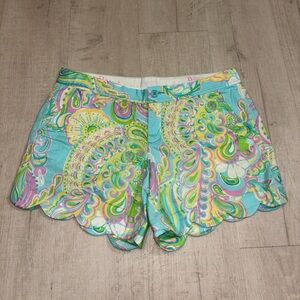 Lilly Pulitzer The Buttercup 5" Inseam Shorts Women's Size 8 Scalloped Hem Blue